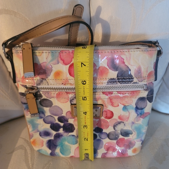 Calvin Klein Whimsical Patent Leather Polka Dot Multi-Colored Day Crossbody Bag - Picture 3 of 4